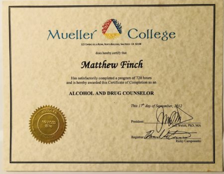 Alcohol and Drug Counselor Certification from Mueller College