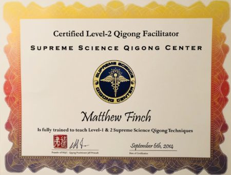 Certified Level-2 Qigong Facilitator for Supreme Science Qigong Center