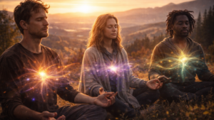 A cinematic image symbolizing sensitive nervous systems finding balance and regulation, representing empaths, highly sensitive people, and sensation-seeking individuals turning sensitivity into strength.